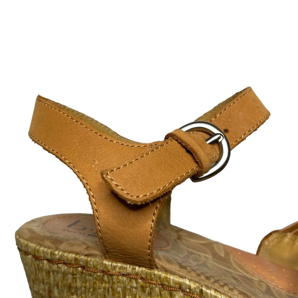 BOC Leather Crisscross Woven Strappy Wedge Sandals Tan Size 9 - Picture 9 of 16